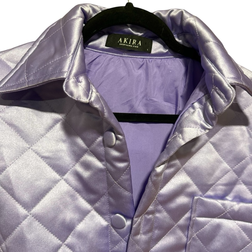 AKIRA Purple FIELD OF DREAMS SATIN QUILTED Jacket - Picture 3 of 7